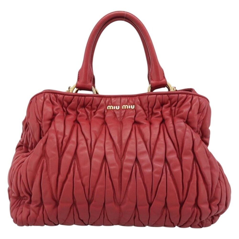 Miu Miu Matelassé Nappa Leather Top Handle Bag Leather